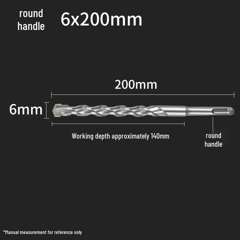 Square Shank 4-Flute Impact Drill Bit for Concrete, Round Shank 2-Flute Hole-Enlarging Drill Bit 150MM