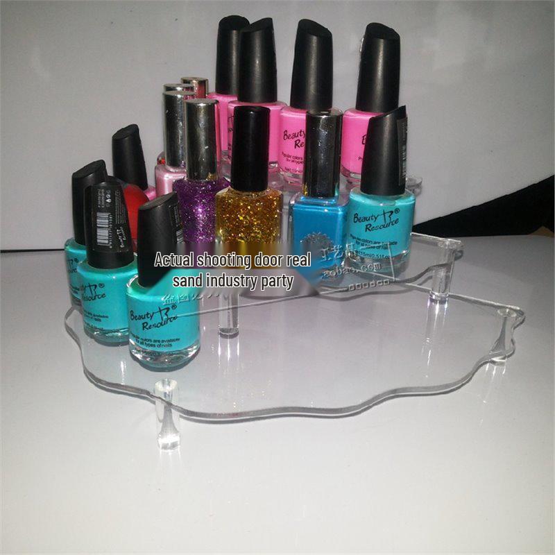 Acrylic Three-Tier Fan-Shaped Transparent Display Stand for Nail Polish, Pop Mart, Gashapon, and Cosmetics