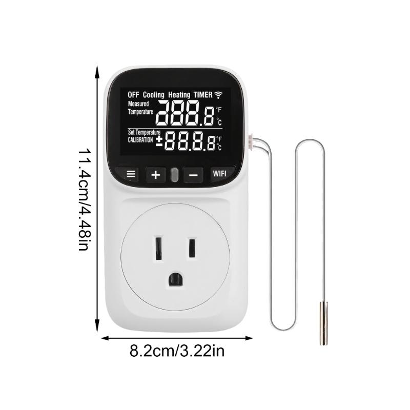 Controlled WiFi Thermostats Outlet with Timer Function & LED Indicates Programmable Socket for Indoor Appliances