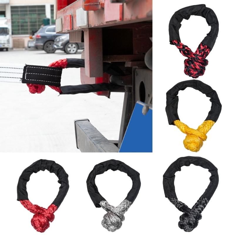 Synthetic Fiber Soft Shackle for Vehicle Recovery Road Towing Ropes Car Trailer Pull Rope with Protective Sleeve