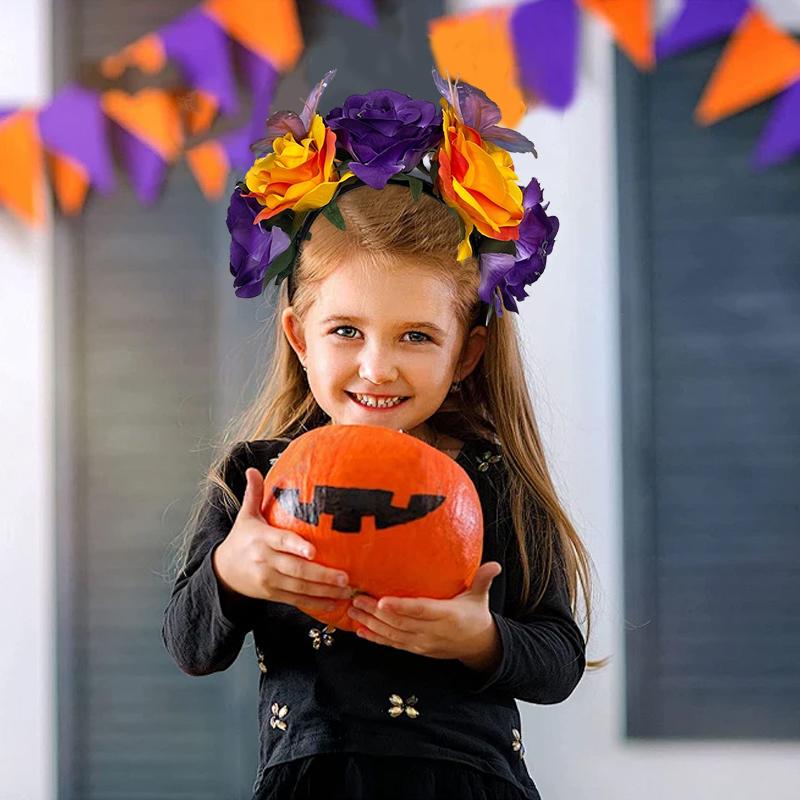 Halloween/Mexikanischer Haarschmuck Karnevalskrone Cosplay Stirnband Mexikanische Rosenkrone Florale Formen Party Mehrfarbig