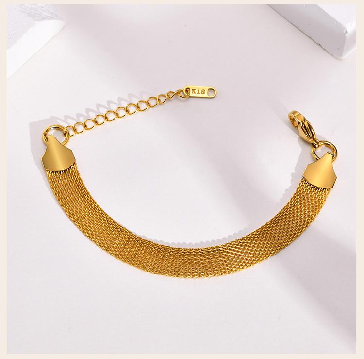 Vintage Mesh Link Bracelet for Women ,Thick Chain Stainless Steel Fashion Wristhand