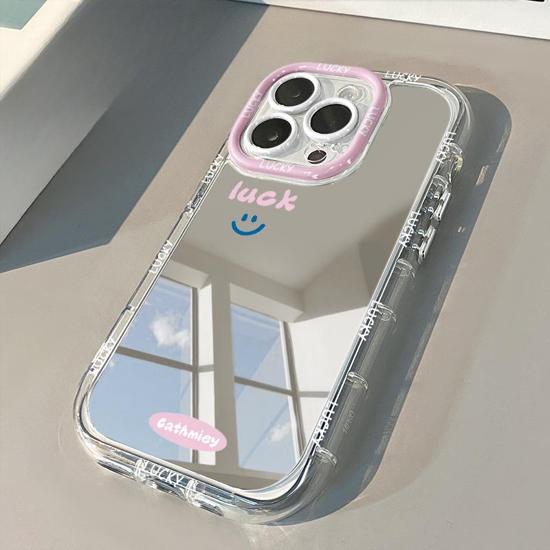 

Подходит для чехла для мобильного телефона Apple 15 Зеркало Удача Улыбка Phone16pro Xiaomi 14pro Милый Креативный OPPO iPhone 13mini