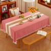 Nordic Classic Patchwork Tablecloth with Tassels - Dustproof Decorative Imitation Cotton Linen