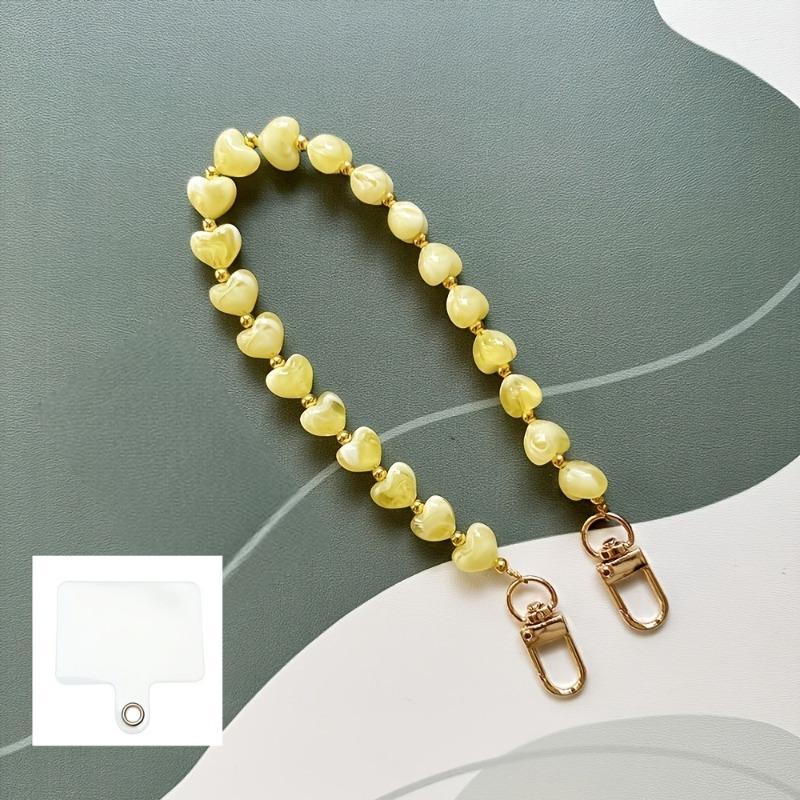 Fashion Acrylic Mobile Phone Chain Love Heart Pendant Beaded Telephone Lanyard Cellphone Hanging Rope For Women Jewelry 1
