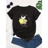 Cartoon Bee Print Crew Neck T-Shirt Casual Short Sleeve T-Shirt For Summer Women's Clothing Print Summer Y2K Casual Clothes