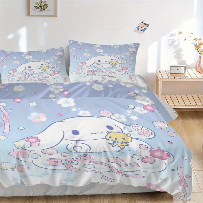 

3 шт. Набор стеганых покрывал Sakura Cinnamoroll - Мягкий и удобный Декор для спальни, гостевой комнаты и общежития Комплект постельного белья 1 пододеяльник + 2 наволочки. S063 135x200cm
