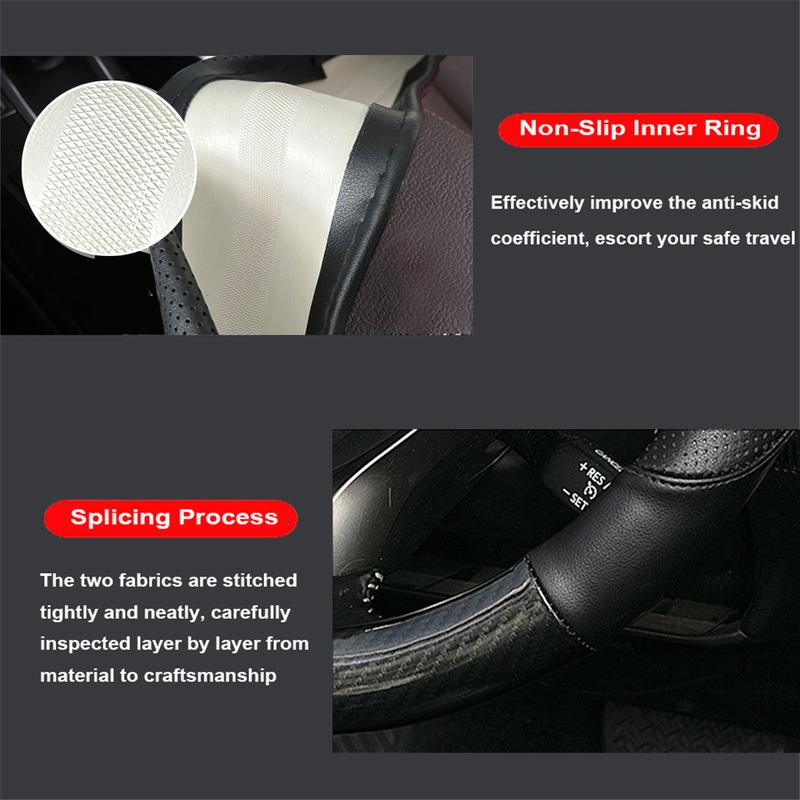 Carbon Fiber Car Steering Wheel Cover Perforated Leather 38cm 15 inch For Toyota RAV4 Hilux  Corolla Camry Prius Land Cruiser