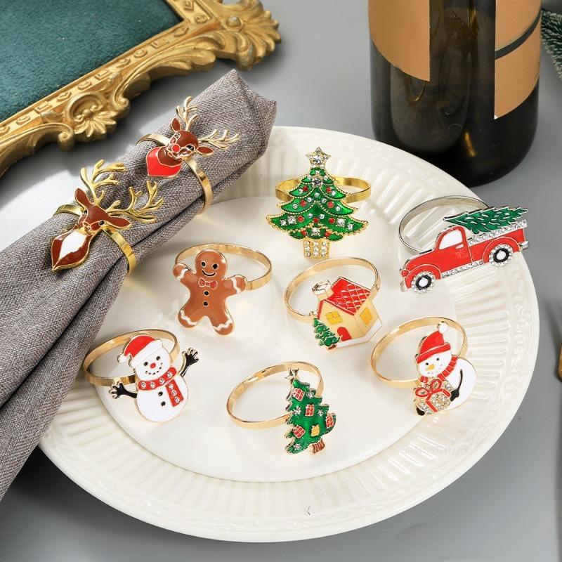Christmas Tree Napkin Ring Metal Creative Napkin Buckle Santa Claus Versatile Napkin Rings for Christmas Dinner Table Decor 2026