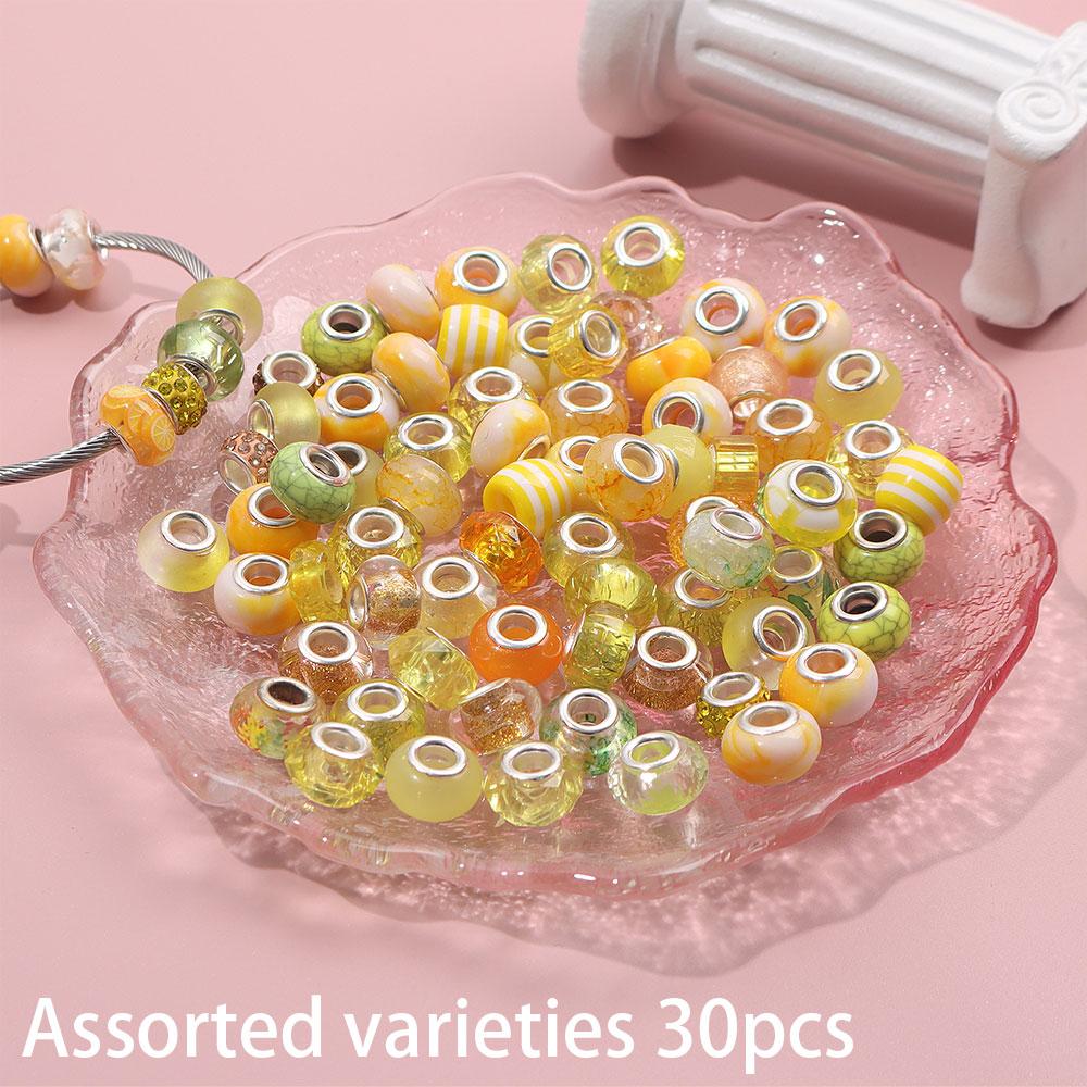 

30/50/100 шт. Различные европейские бусины-разделители из макропористой смолы, желтые светло-цветные бусины, бусины для рукоделия, изготовление браслетов своими руками 30pcs жёлтый
