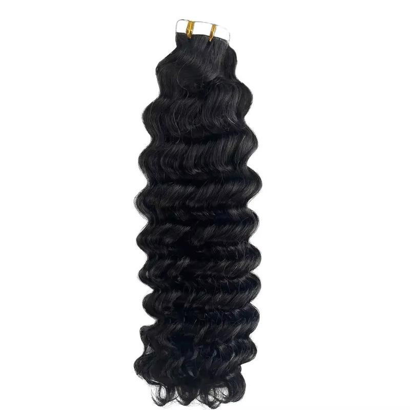 Extensii de Păr Deep Wave cu Benzi Adezive Păr Uman Brazilian 100% Adezive Extensii cu Benzi Adezive Ondulate Păr Uman Negru Natural Pentru Femei