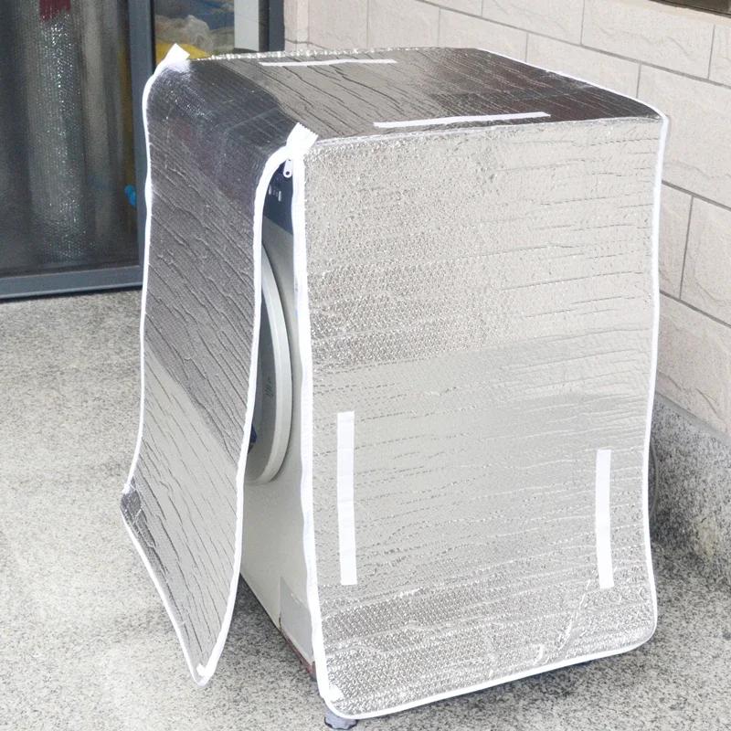 Washing Machine Cover Tin Foil Double-Layer Waterproof Dustproof Sun Protection Dryer Cover Durable Household Protective Cover