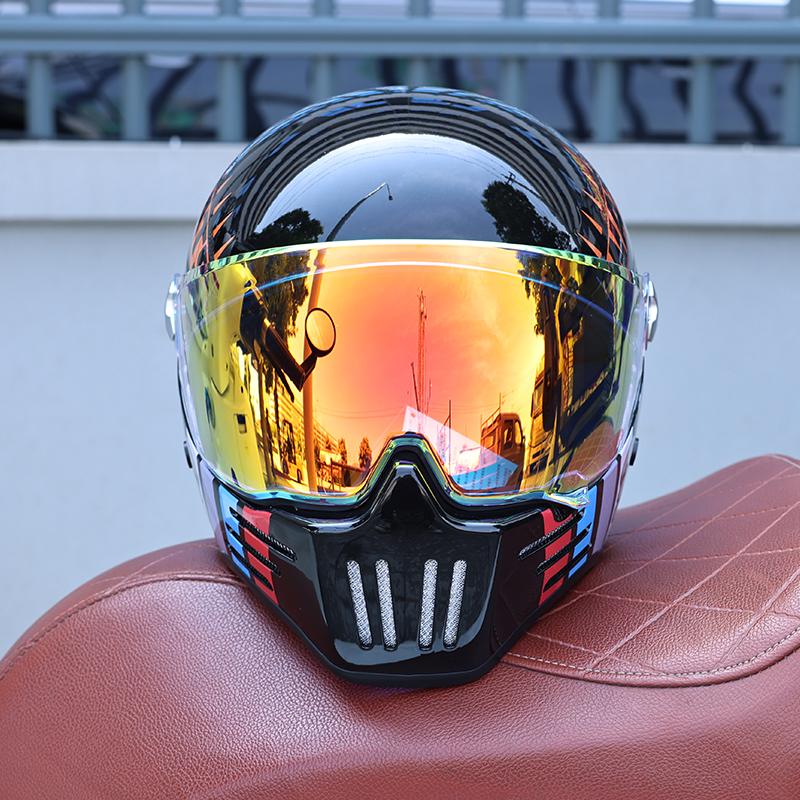 Vintage Full Face Motorcycle Helmet Men Women All Weather DOT Certified ABS Windproof Comfort Liner Motorbike Gear