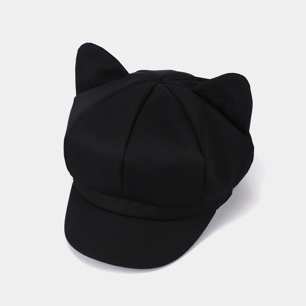 Cute Cat Ear Octagonal Hat For Women Summer Sun Protection Breathable Cotton Casual Style
