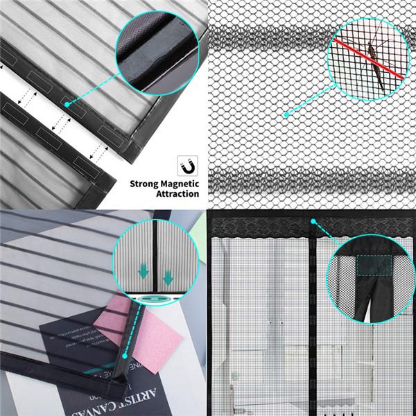 Big Size Magnetic Screen Door, Easy-install Strong Magnets Anti Mosquito Fly Curtain with Reinforced Hook & Loop for Kitchen, Living Room