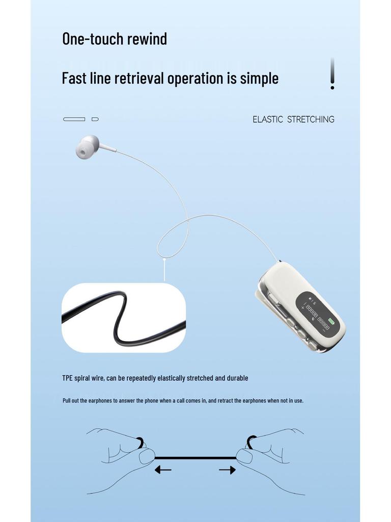 K75 Clip-on Bluetooth Earbud: Single In-ear, Long Battery, Fast Charging, Smart Display, Cycling Noise Cancellation