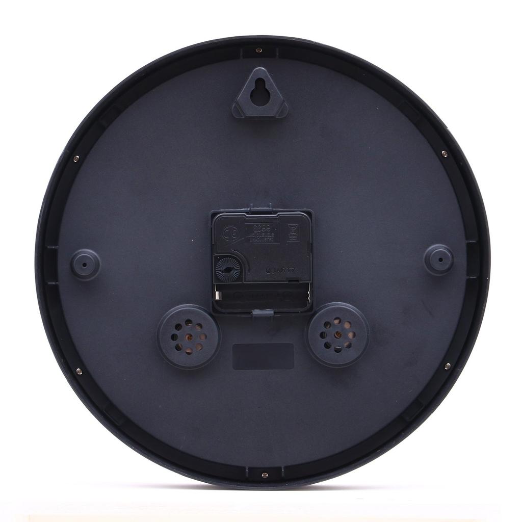 Fuji Boeki Wall Clock Diameter 25.4cm Black with Temperature and Hygrometer Sweep Continuous Second Hand Silent Bezel 26333