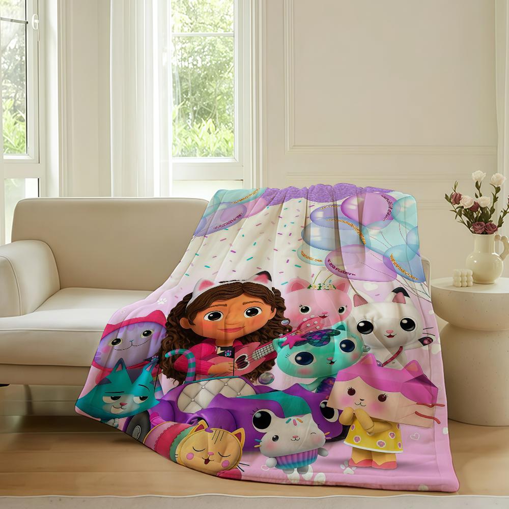 Cartoon G Gabby's Dollhouse Blanket For Sofa Office Bed Plane Travel Sleep Read Relax Camping Soft And Warm