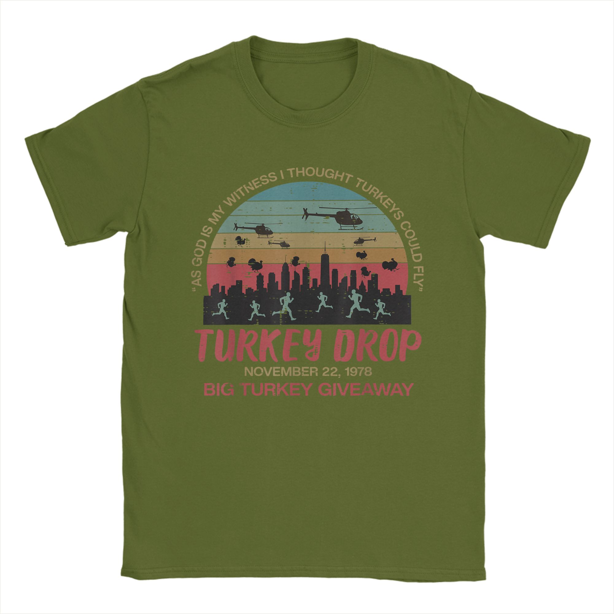 

Turkey Drop November 22 1978 Funny Thanksgiving T-Shirts Pure Cotton Tees Crewneck Short Sleeve T Shirts Summer Clothing 4XL