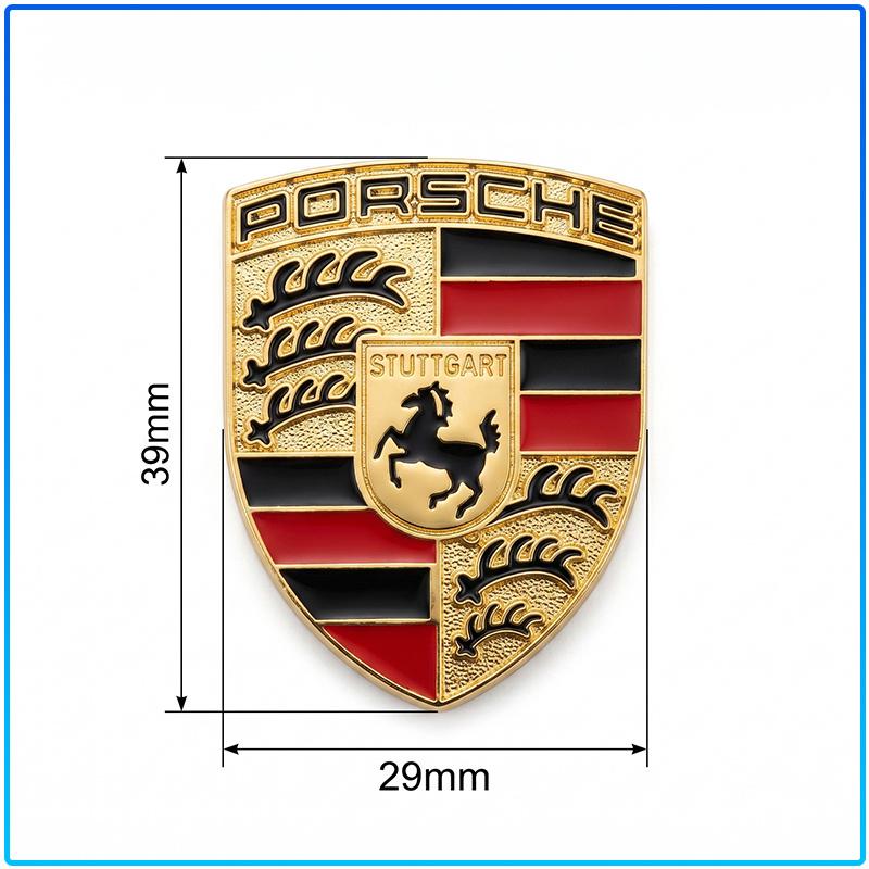 1Pcs Metal Texture Porsche Shield Badge Waterproof Anti-Fade Decor Sticker Fit All Porsche Sedan SUV Sports Car Interior Modification