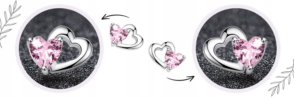 Earrings With S925 Cubic Zirconia Hearts, Crystals, Stud