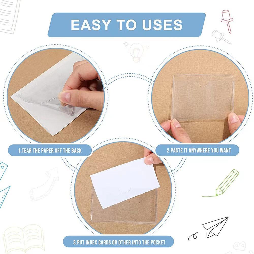 PVC Transparent Self-Adhesive Warehouse ID & Price Tag Card Pocket Sleeve