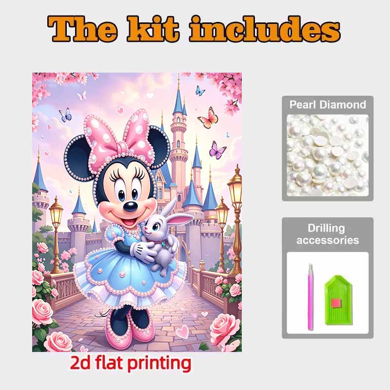 Disney Pearl Art Painting Home Wall Decor Minnie Mouse Pearl Gemstone Painting Picture Crafts Adult/Beginner Gift Creative Home Decor Unframed