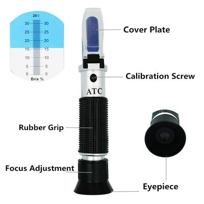 Auto Refractometer Sugar Concentration ATC Sweetness Tester Fruit Sugar Meter for Homebrew Vegetables Range Brix 0-32%