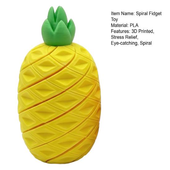 3D Printed Fidget Fruit Toy, Spiral Flexible Pineapple/Persimmon Passthrough Toy, Stress Relief Desk Toy for Adults, Kids
