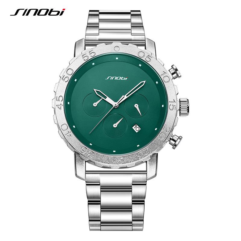 Sinobi Men s Multifunctional Steel Band Waterproof Wristwatch with Calendar 9881