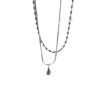 S925 Sterling Silver Water Drop Double Layer Necklace for Women - High-End, Simple, Layered Clavicle Chain