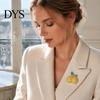 Alloy Lemon Jewelry Double Rhinestone Brooch Pin, Yellow Lapel Pin for Women Fruit Men, Badge Suit Jackets and Bags