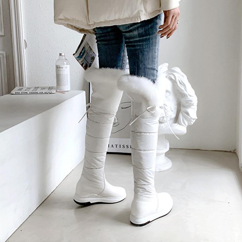 Cizme de zăpadă pentru femei iarnă cu talpă plată confortabile impermeabile tabel mărimi mari călduroase pluș cizme până la genunchi