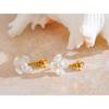 Yhpup Stainless Steel Korean Style Elegant Simulated Pearls Resin Flower Zircon Golden Stud Earrings Daily Fairy Jewelry