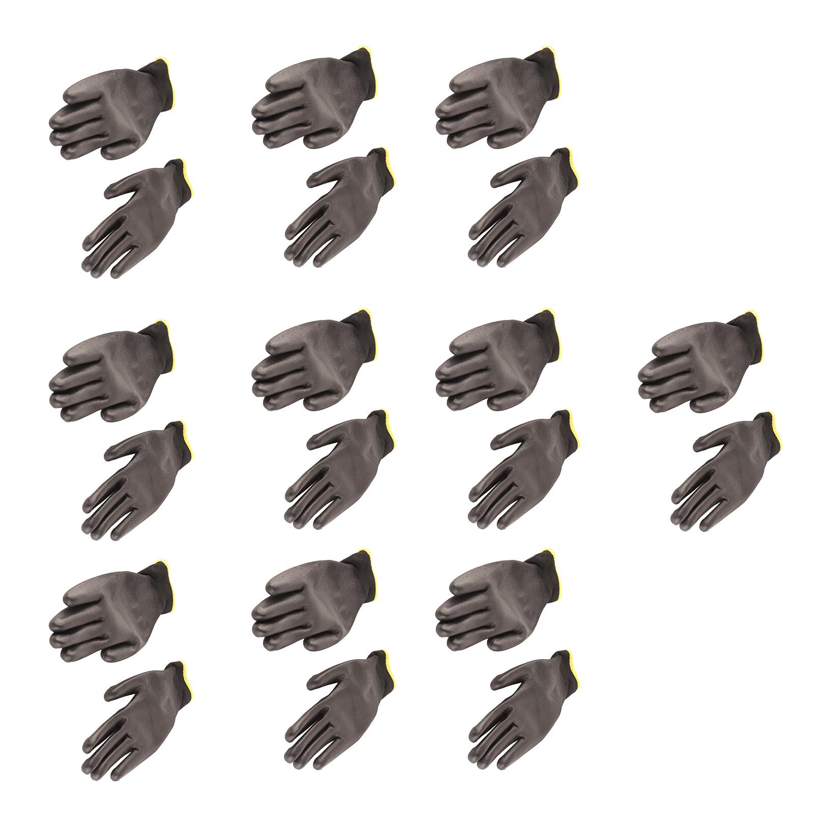 

10 пар защитных рабочих перчаток с полиуретановым покрытием, антистатические, нейлоновые, общего назначения, черные с красной окантовкой, 8(M)