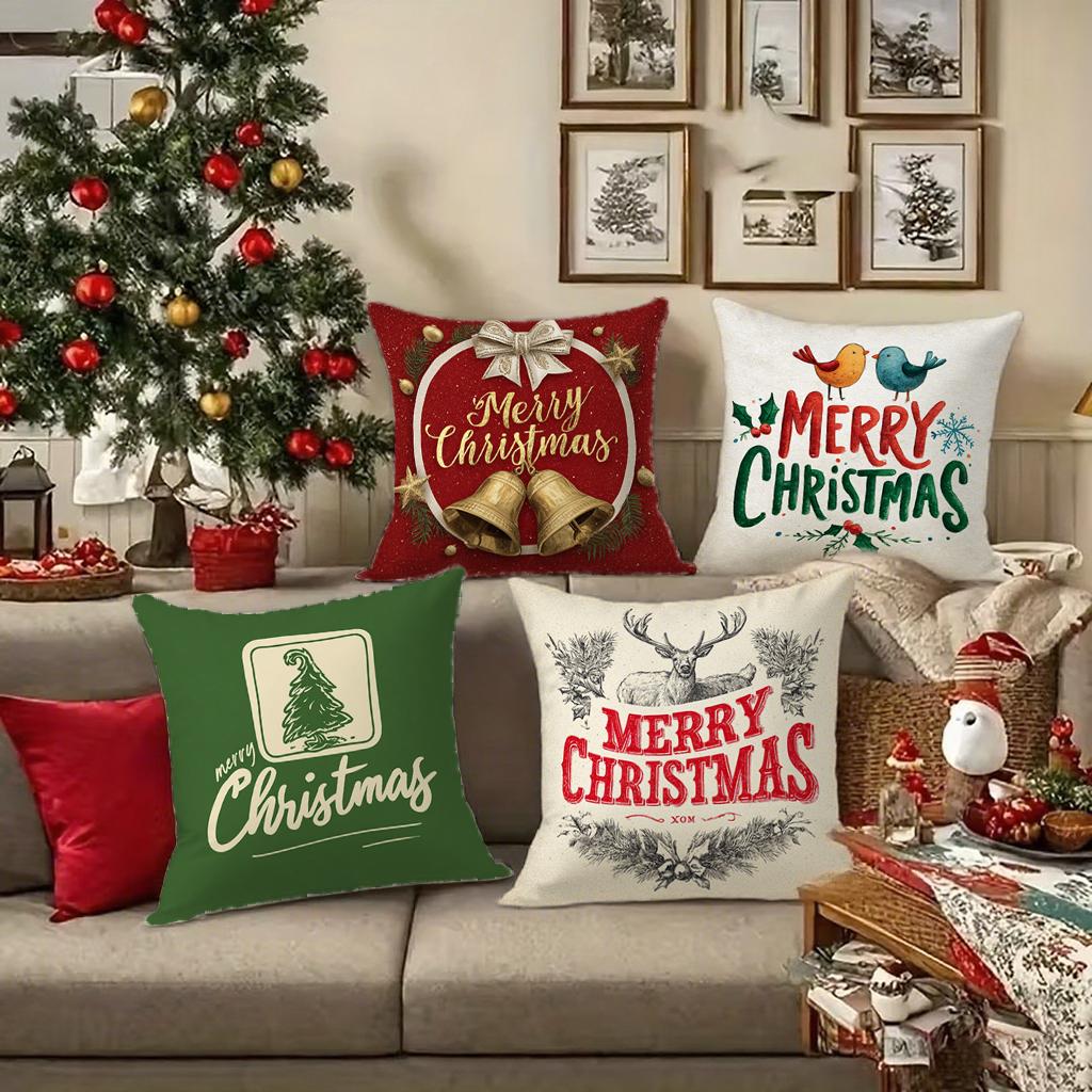 Merry Christmas Themed Pillow CoversSuitable for Sofa Car Bedroom Decorative Cushion Cover Pillow Cover