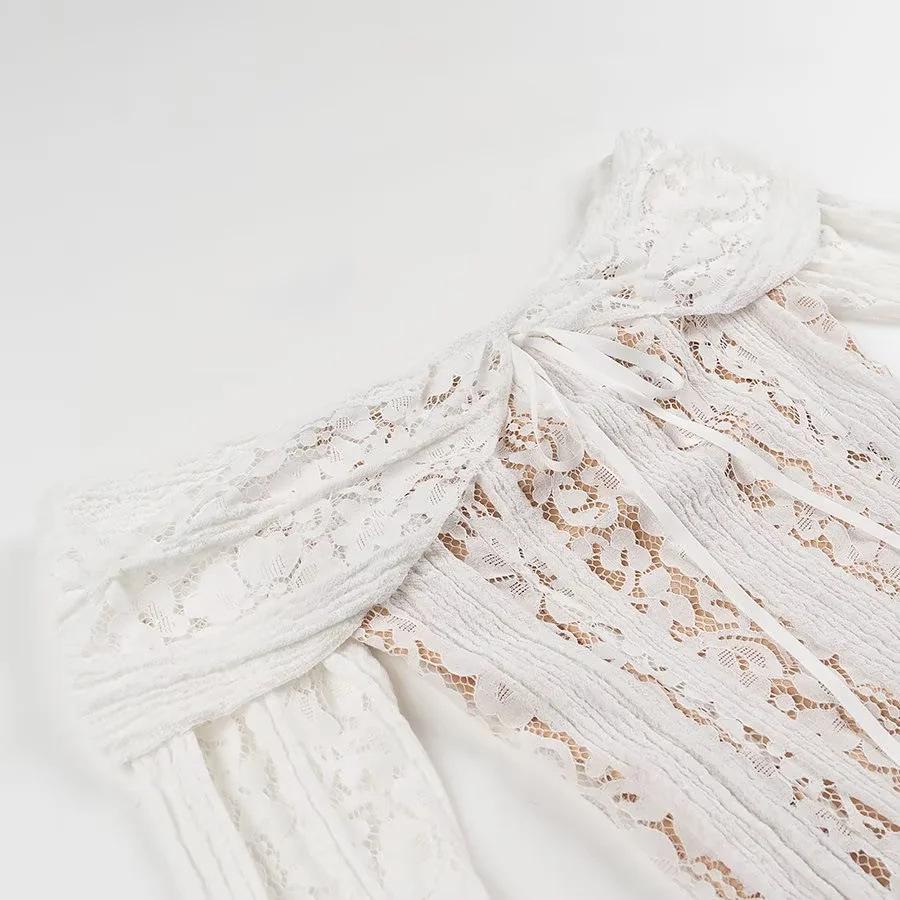 Elegant One-Shoulder Lace Bandeau Dress for Women