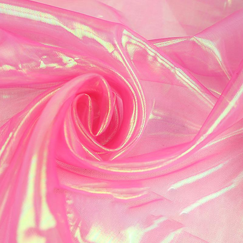 Colorful Organza Bright Silk Mesh Fabric Encryption Fantasy Laser Glass Yarn Fabric DIY Stage Performance Costumes Wedding Decor