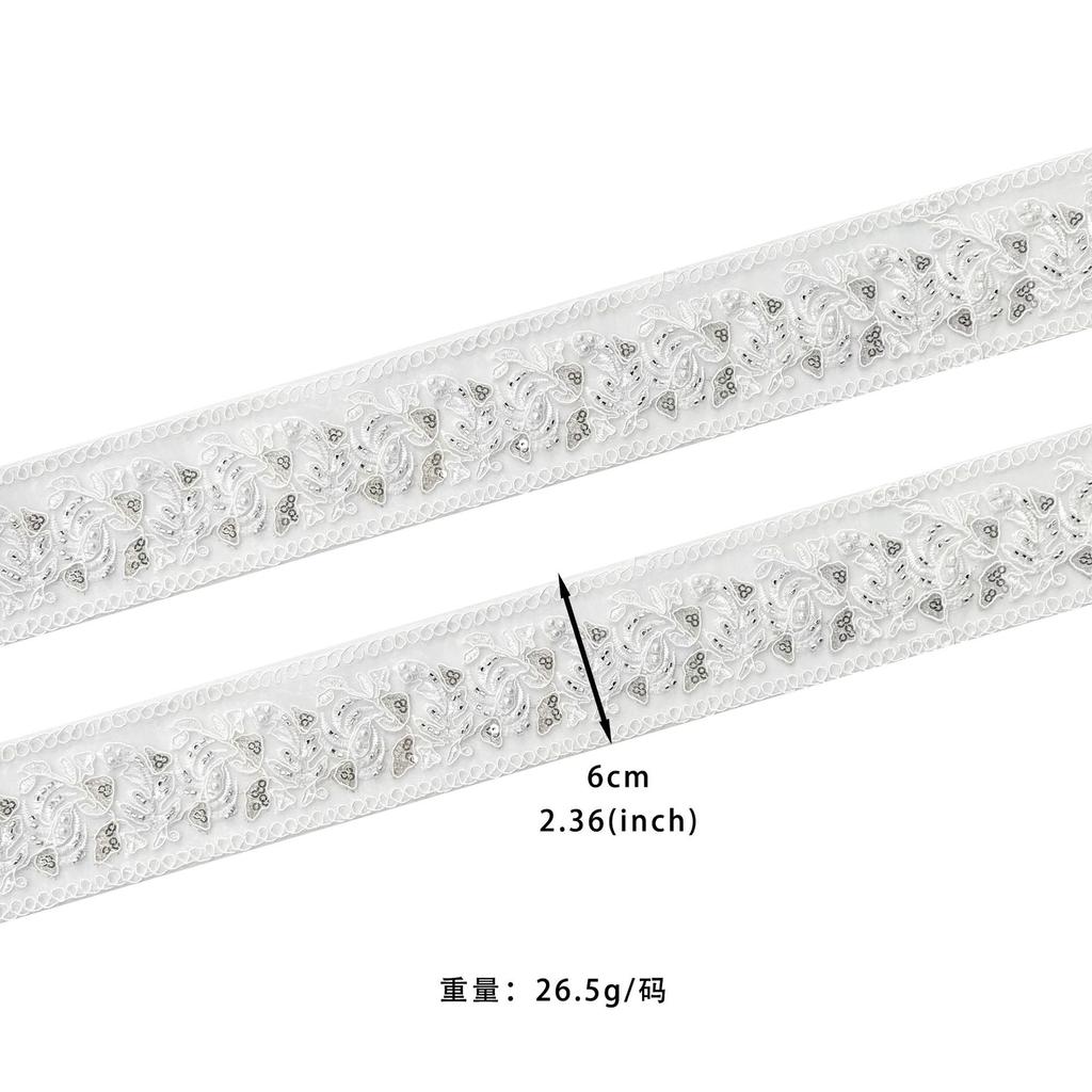 White Organza Embroidery Beads Lace Accessories Clothing Neckline Cuffs Skirt Decoration Barcode