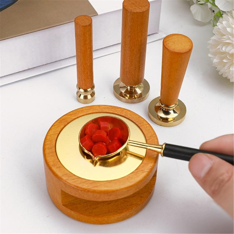 3 Pcs Wax Stamp Seal Kits Wax Seal Warmer with Melting Spoon Melt Stove Pot Furnace Tool for Letter Envelope Stamp