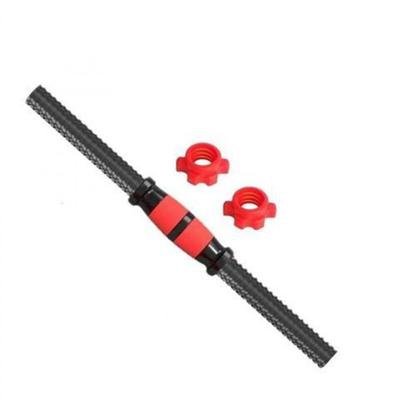 Juego de 3 Barras de Peso con Agarre de PVC, Extremos Roscados, Negro y Rojo, Mancuerna, Juego de Mangos para Mancuernas, Gimnasio en Casa