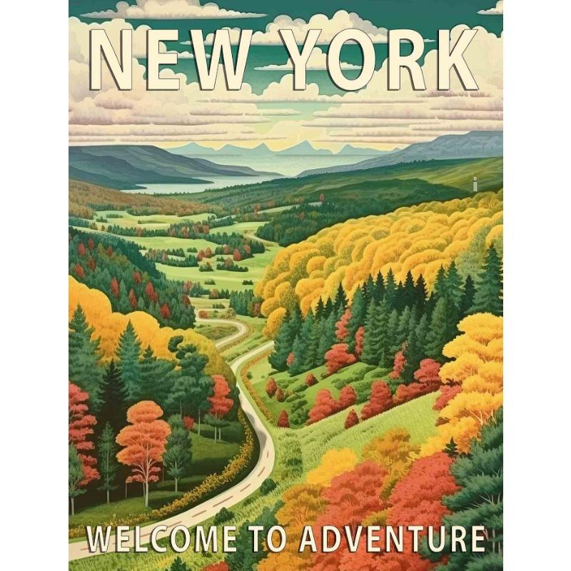 Montana Missouri New Jersey US States Scenery Poster Retro National Park Canvas Painting Wall Art Picture Living Room Home Decor