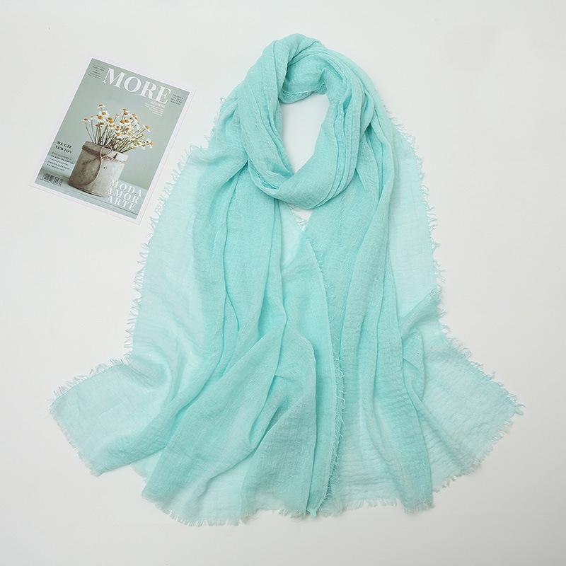 Hot-selling New Simple Solid Color Wrinkled Cotton and Linen Scarf, Soft and Skin-friendly In Winter, Warm Scarf Women