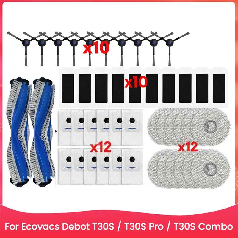 A20F-46PCS Brush Dust Bag Filter And Mop Cloth Set For Ecovacs Debot T30S T30spro T30scombo Vacuum Cleaner Replacement Parts