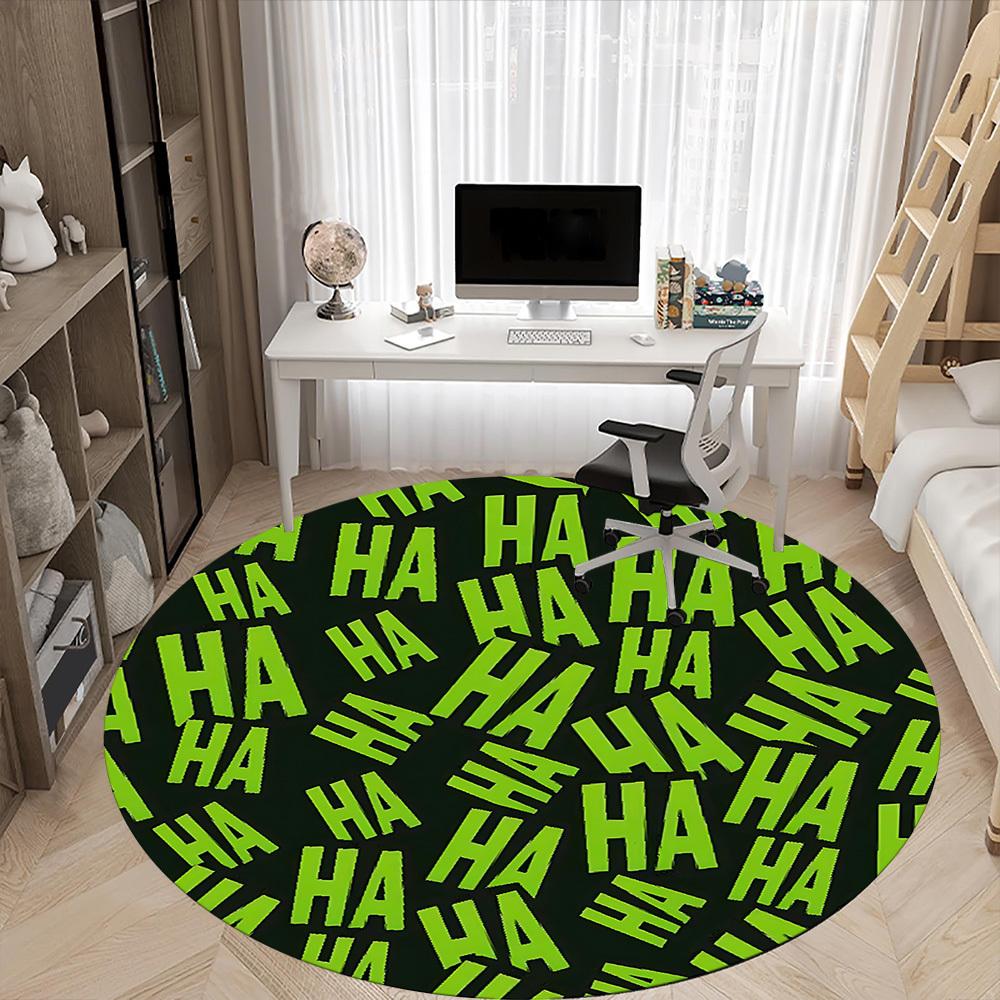 1pc HAHA, Green Print Carpet, Round Non Slip Durable Large Size Office Carpet, Suitable for Office