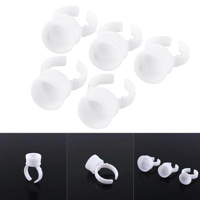 100 adet Tek Kullanımlık Yapıştırıcı Yüzük Palet Tutucu Kirpik Uzatma için Beyaz Plastik Yapıştırıcı Palet Dövme