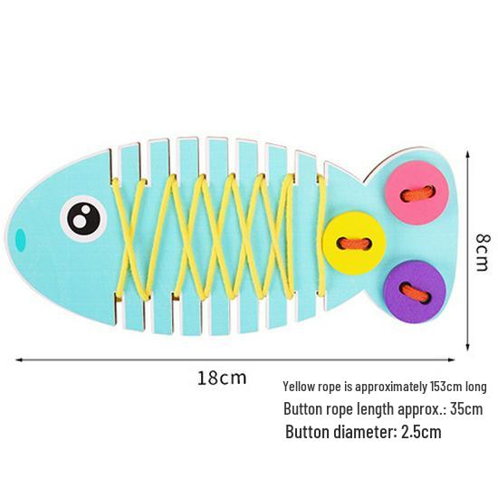 Wooden Fish Lacing Toy for Hand-Eye Coordination and Sensory Development