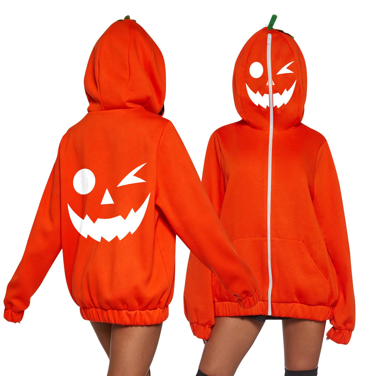 Women s Long Sleeve Pumpkin Scary Face Print Sweatshirt Casual Halloween Top XL