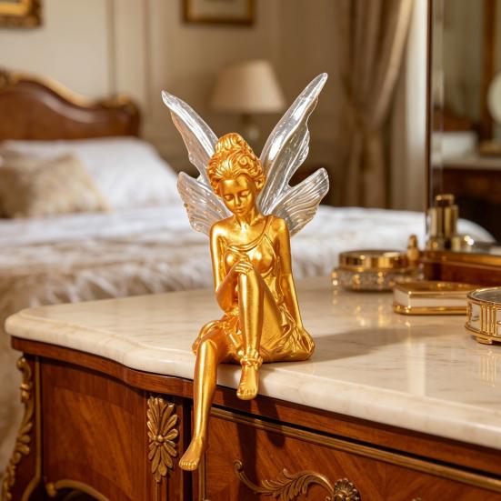 Decorative Ornament, Flower Fairy Design Small Decorative Sculpture, Home Living Room Bedroom Office Table Decoration