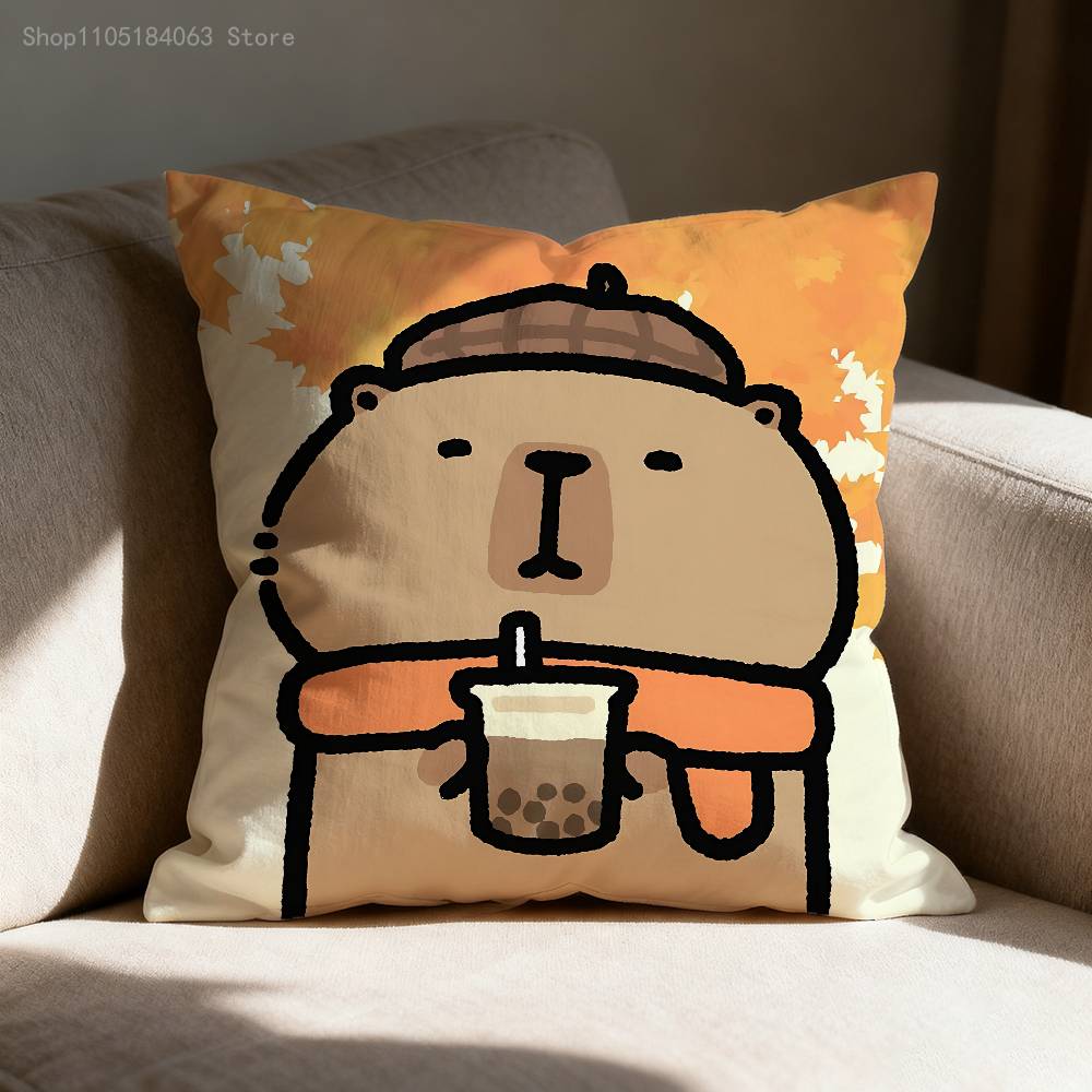 Capybara Pillow Case Print Polyester Fiber 40X40 cm Home Sofa Throw Cushion Cover Decoration